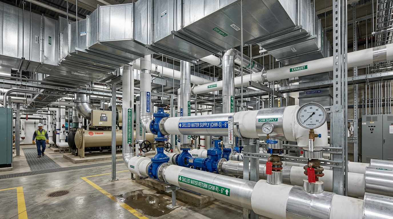 HVAC ductwork and chilled water system