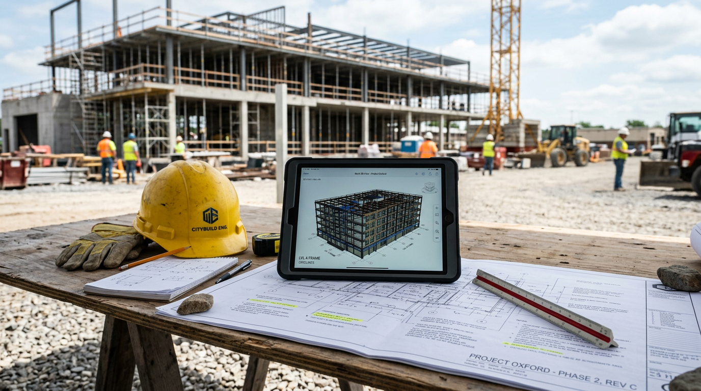 Architectural engineering planning and blueprints