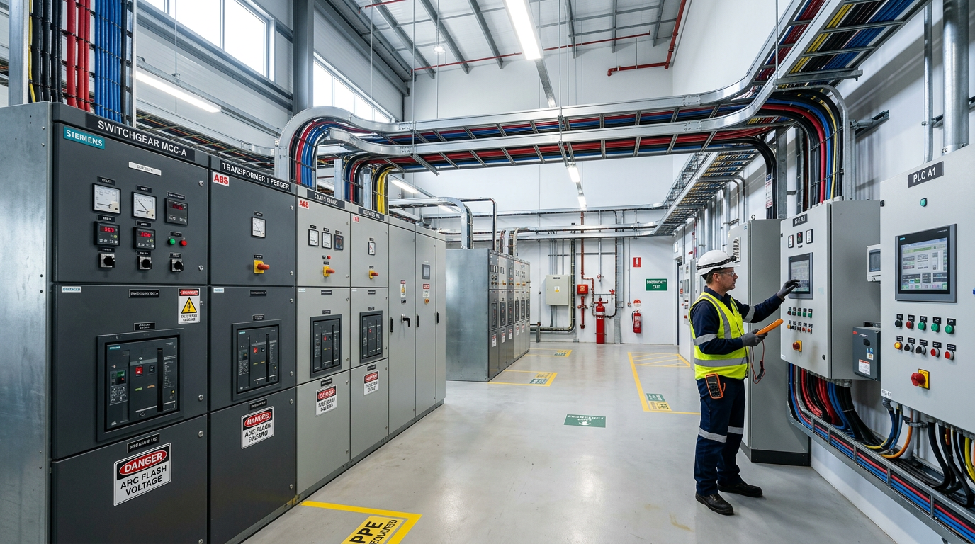 Industrial electrical room and switchgear