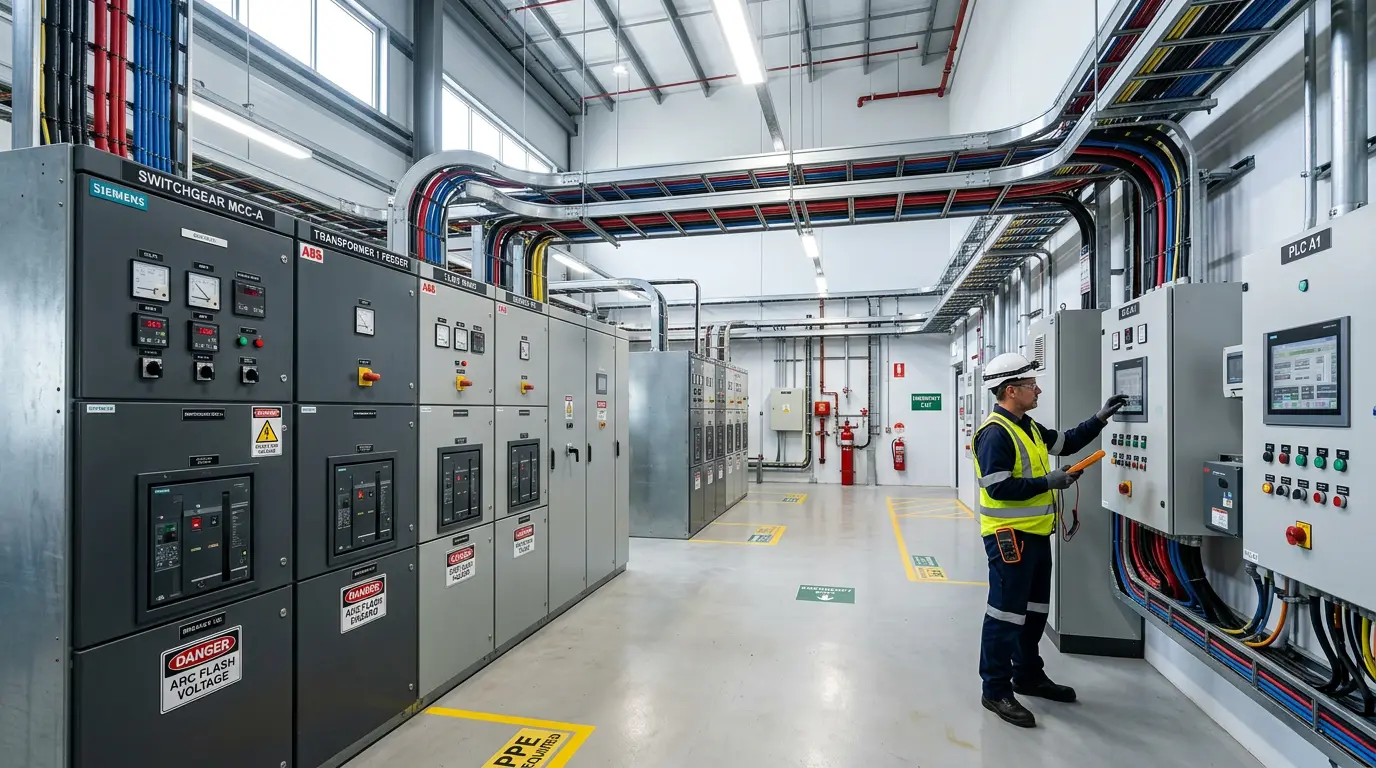 Industrial electrical room and switchgear